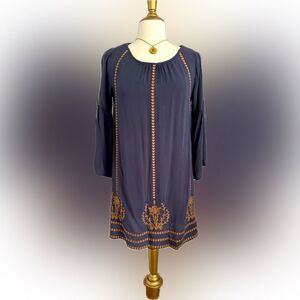 Worn once! Adorable Umgee flowy navy & orange detailed dress!